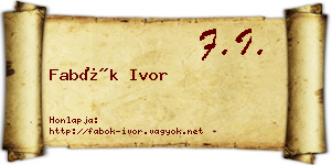 Fabók Ivor névjegykártya
